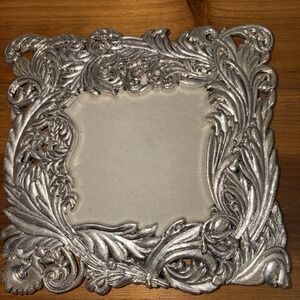 Philip Whitney Photo Picture Frame Flora Silver HOLDS 4 x 4 Black Velvet stand